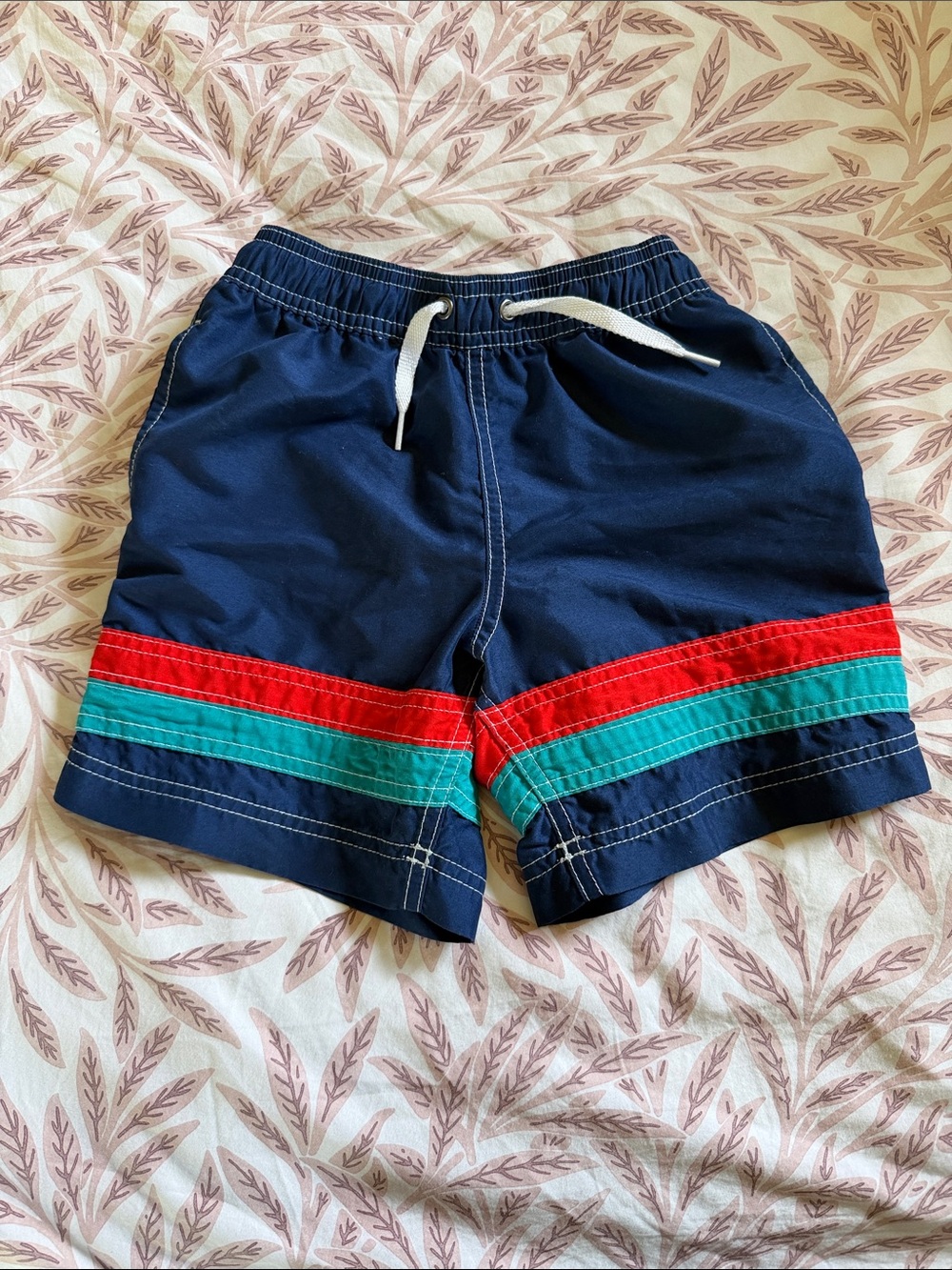 Hanna Andersson Navy Shorts with Red & Teal Stripes